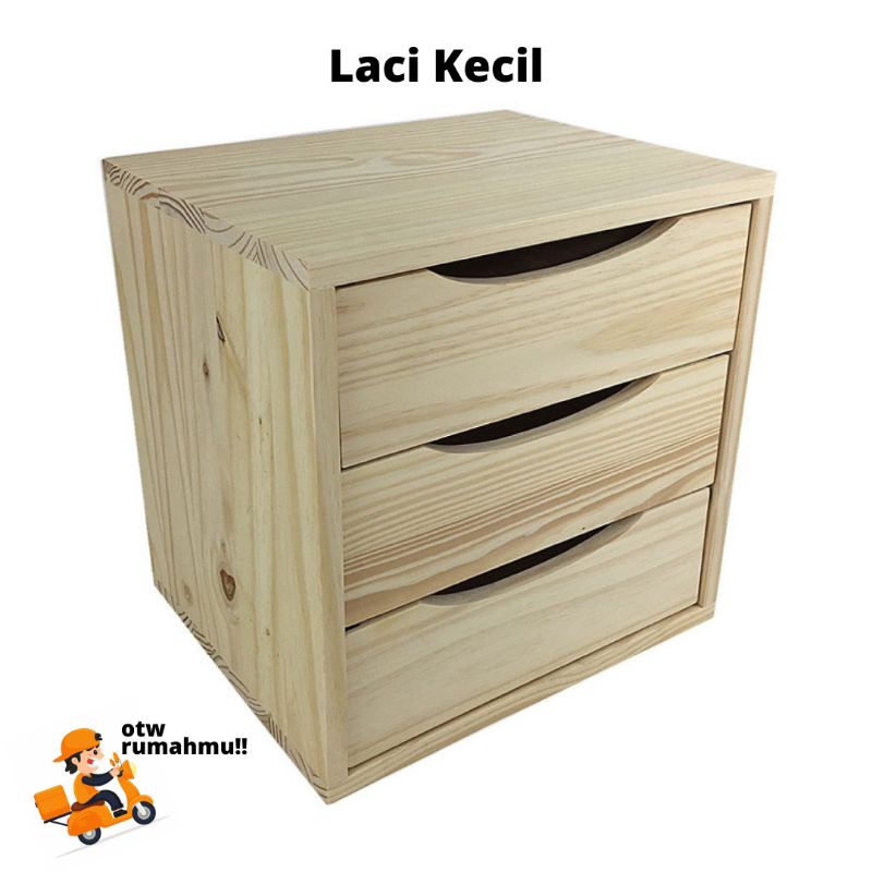 Lemari Laci Mini Kayu bisa Susun Aesthetic Murah Kotak Penyimpanan Serbaguna Minimalis Meja Kamar