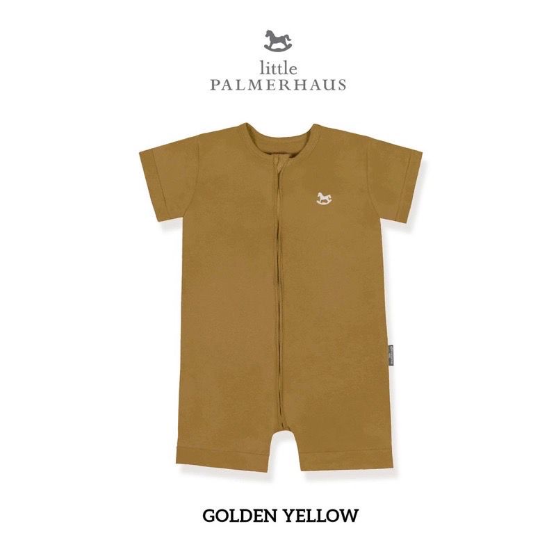 Little Palmerhaus Zippy Playsuit  Baju Pakaian Harian Bayi Bodysuit Jumpsuit Jumsuit Jamsuit Jamper Jumper Romper Zipper Lengan Pendek Buka Kaki Anak Bayi Laki Laki Perempuan Cowok Cewek New Born Baru Lahir 0 6 12 24 Bulan Palmerhouse-Golden Yellow
