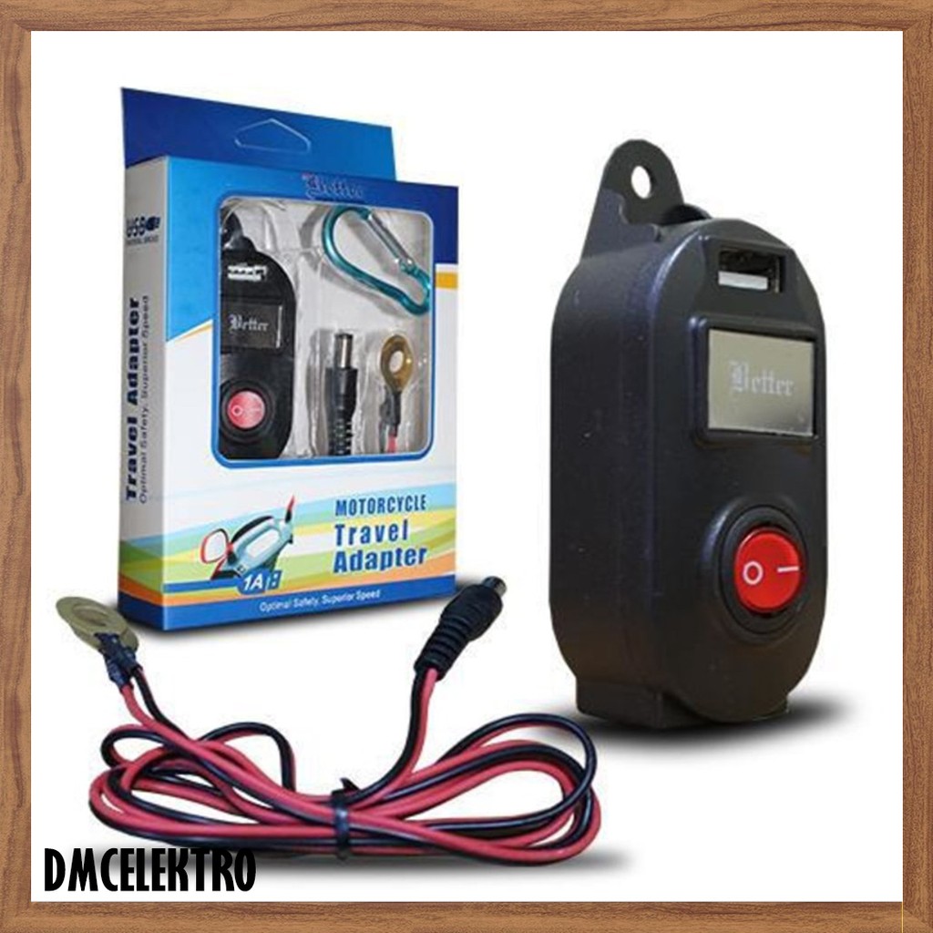 Charger aki better motor + Gantungan / Charger motor portable / Pengecas hp / Pengecas handphone