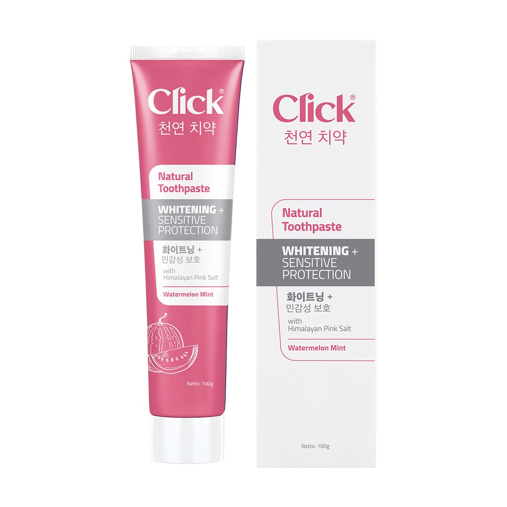 CLICK NATURAL TOOTHPASTE WHITENING + SENSITIVE PROTECTION (WATERMELON MINT) 100 GR