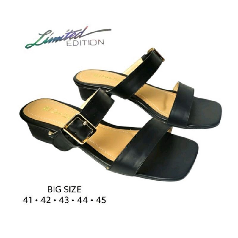 Koleksi Slop BIG Size 41-45 /Sandal Kasual Wanita Ukuran jumbo Hitam / Pesta Original