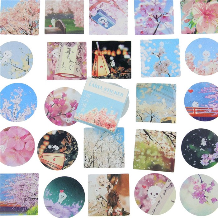 Label Stickers - Cherry Blossom Design (40pcs)