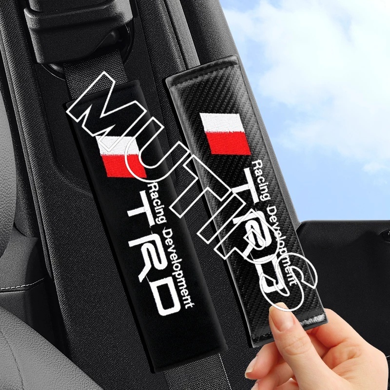 2pcs Bantalan Busa Bahu Sabuk Pengaman Mobil Motif Carbon Fiber Untuk Toyota Avanza Rush Kijiang Innova Calya Razie Yaris Wish Corolla Cross