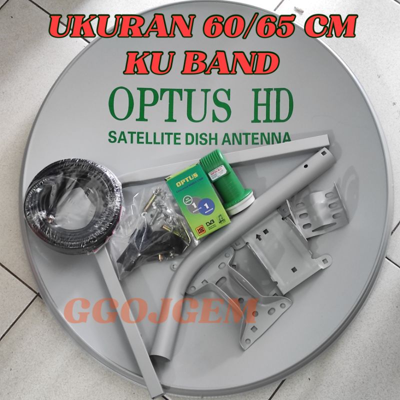 Paket Komplit ODU Dish Parabola OPTUS / K vision 60 / 65 cm + OPTUS 66 KVision / OPTUS66 LENGKAP LNB Bracket KABEL 15 Meter Piring Digital Receiver