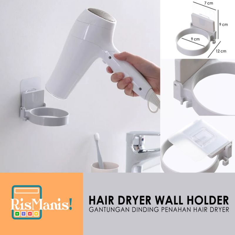 HAIR DRYER WALL HOLDER - Gantungan Hairdryer Hanger Penahan Tempel Dinding Hook Pengait Kabel Salon