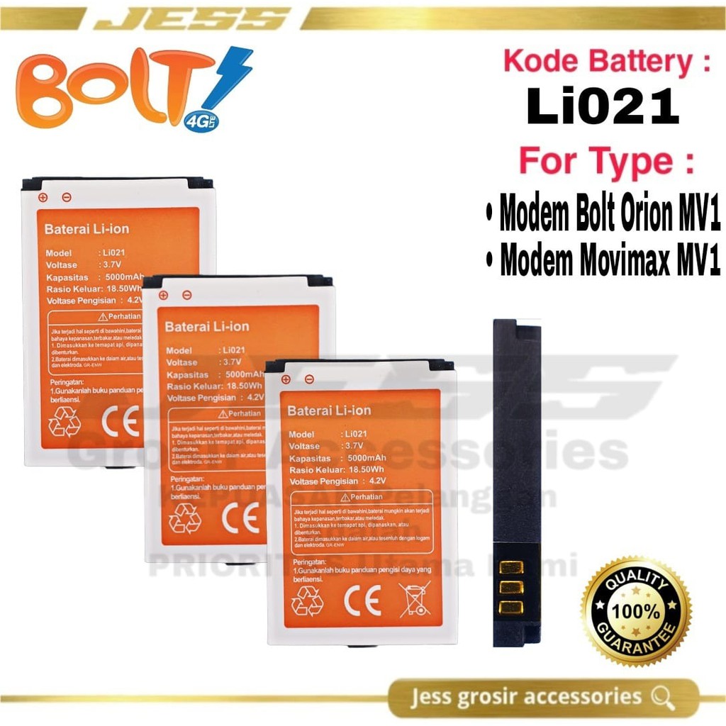 Baterai Battery Batre Original Modem Mifi Bolt Bold Wifi Orion Movimax Mv1 Li021 LIO21