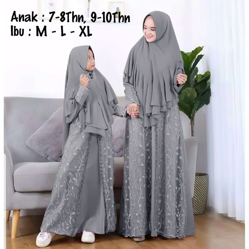 BAJU GAMIS DRESS BROKAT BRUKAT TILE LAYER COUPLE PASANGAN IBU DAN ANAK WANITA MUSLIM PREMIUM (1 SET 