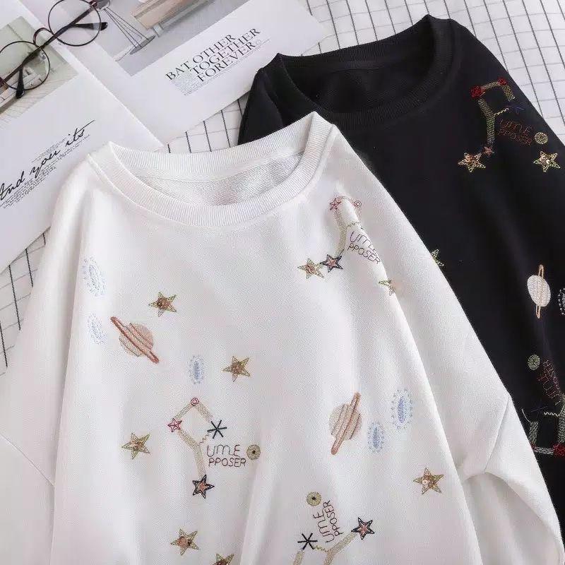 Star Galaxy Sweater - Sweater Basic Oblong Oversize - sweater wanita / pakaian wanita