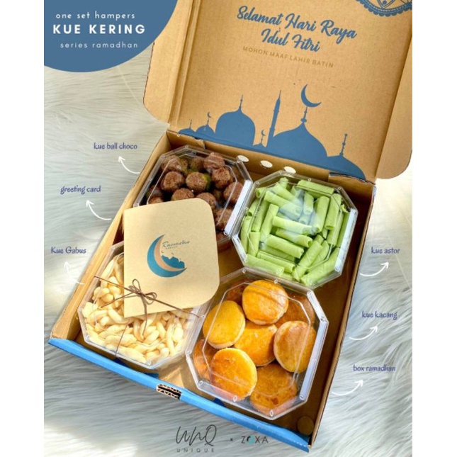 

HAMPERS [KUE KERING] | Ramadhan series | Ball choco, Astor pandan, Ball choco, Kue Kacang | Kue Lebaran | Gift/ Kado / Hampers Lebaran | Eid Mubarrak | Hampers Exclusive | UNIQUE x ZOXA