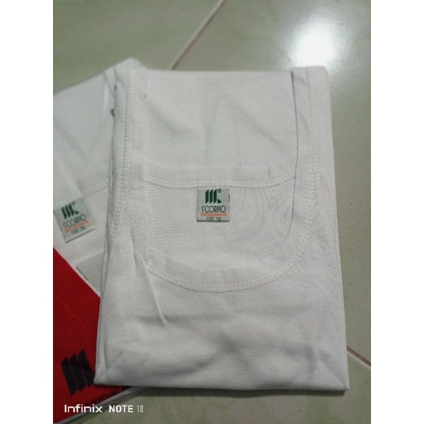 Scorpio kaos singlet pria dewasa original katun rajut putih polos