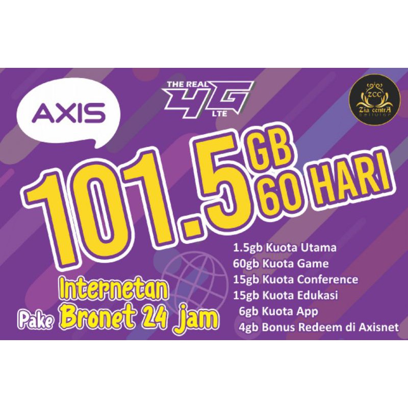 KARTU PERDANA AXIS TERDAPAT KUOTA 101,5GB 60HARI