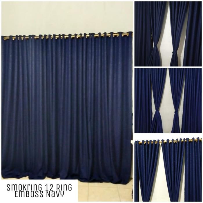Gorden Smokring Embos Katun Warna Biru Navy 12 Lubang Smokring