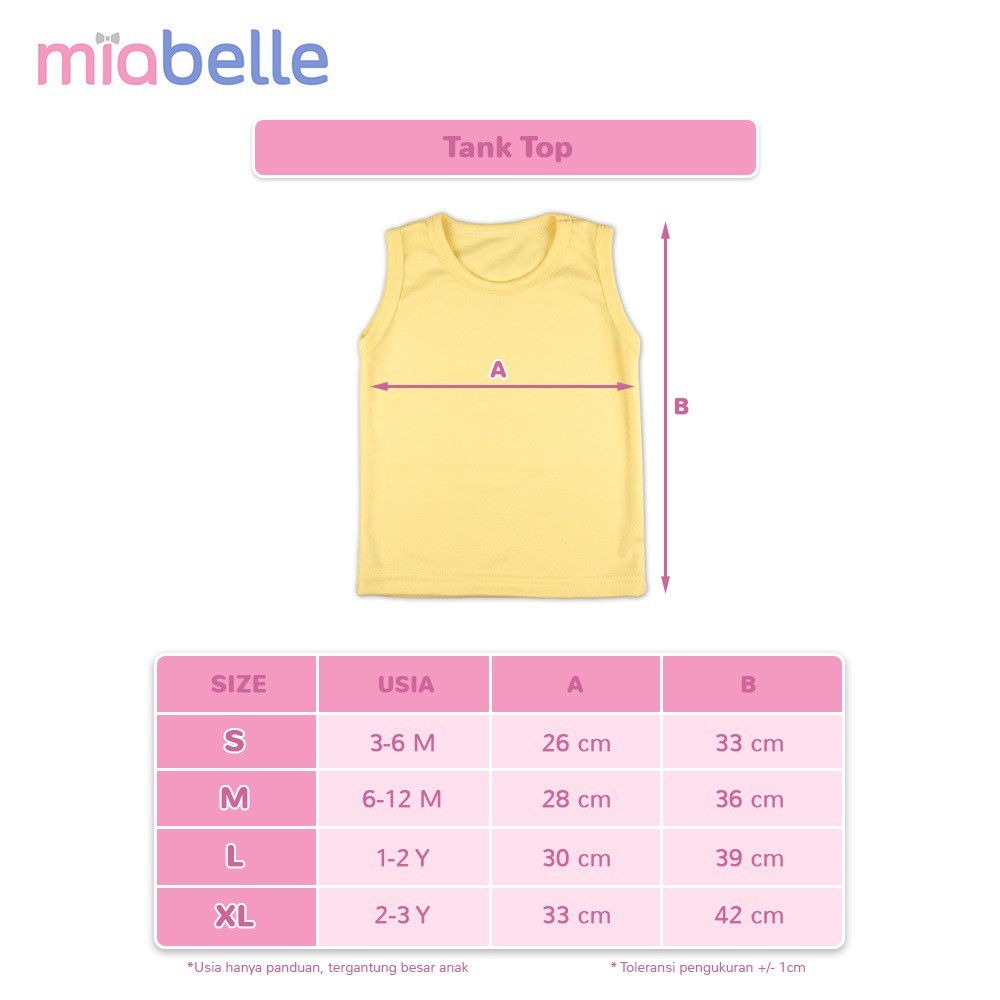 Miabelle Singlet Oblong Unisex - Kaos Lekton Kutung Warna Polos - Tanktop Bayi dan Anak