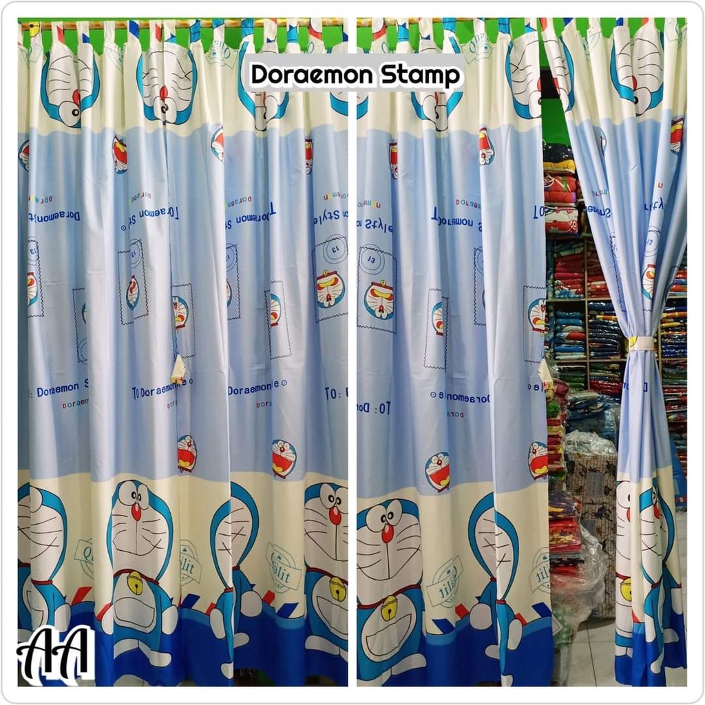Gorden Murah - Tirai Jendela Model Tali Perekat ~ DORAEMON STAMP