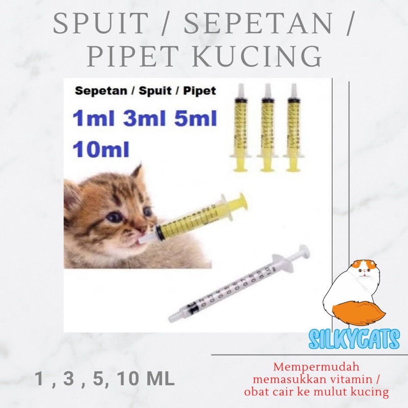 spuit / spetan / pipet vitamin kucing satuan .1 cc , 3cc / 5ml &amp; 10ml