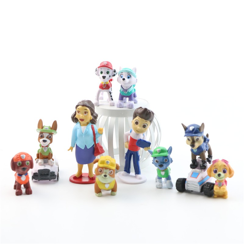 [Tersedia] 12pcs/set Paw Patrol Action Figure Mainan Ryder Marshall Chase Skye Zuma Boneka Bermain Set Balita Dekorasi Kue