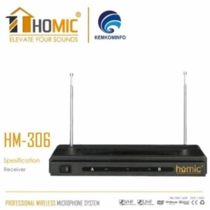 MICROPHONE HOMIC DOUBLE WIRELESS HM-306 HM306 VHF SERIES