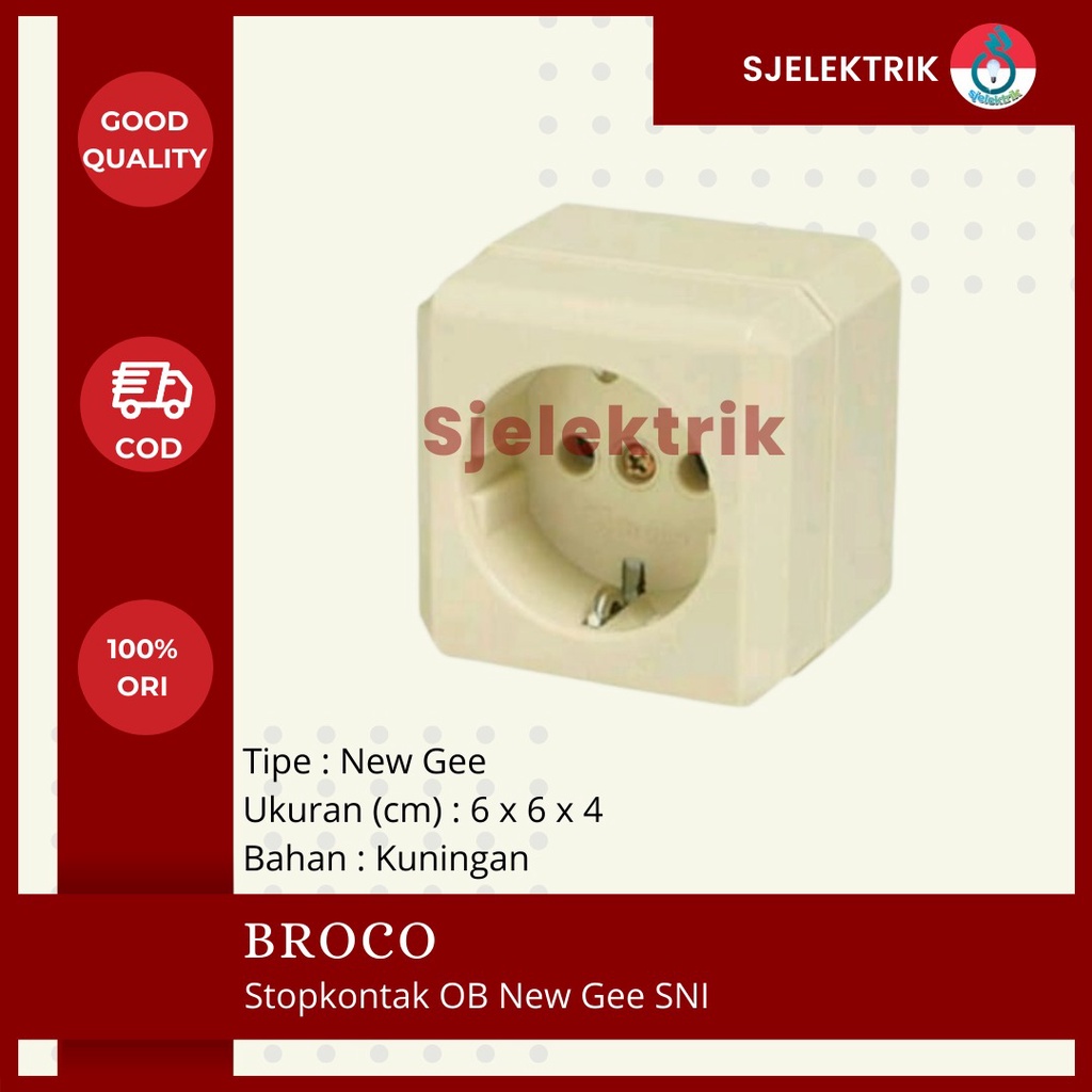 Stopkontak Outbow Ob Broco 1 Lubang / Stop Kontak Ob Persegi Cream