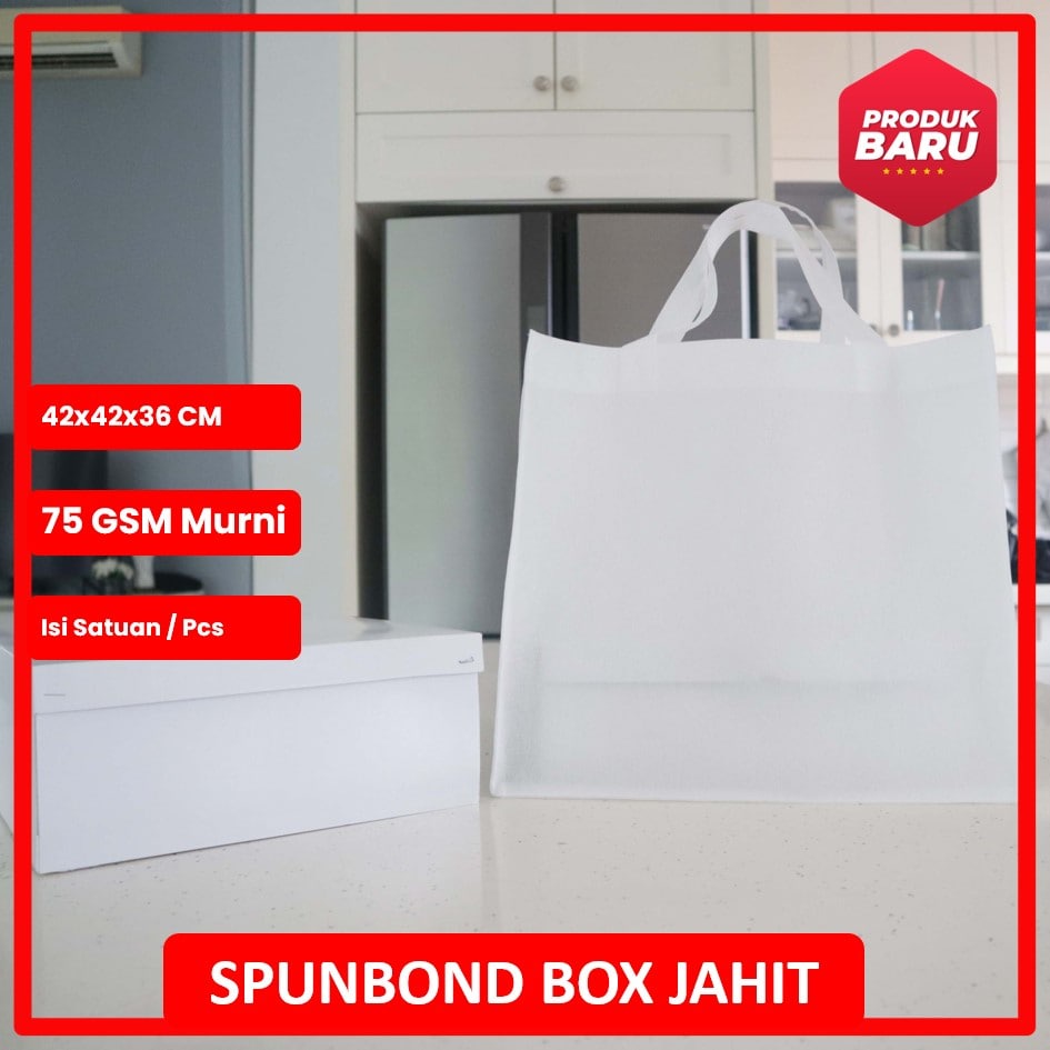 

Tas Spunbond Jahit Box Kue 42x42x36 / PUTIH