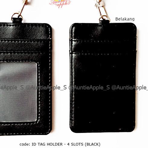 

✽ ID TAG HOLDER 4 KARTU/NAME TAG/ID CARD HOLDER LEATHER/TEMPAT ID CARD - Hitam ✰