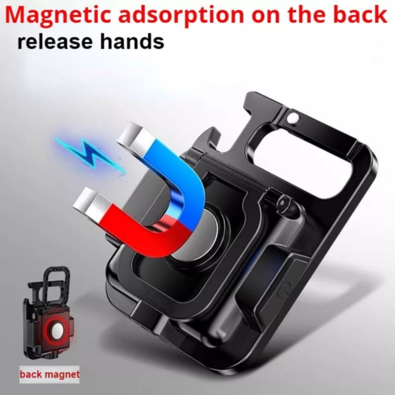 Lampu led gantungan kunci tas senter mini USB charger gantung magnet multifungsi Universal cahaya terang kelip darurat camping Portable