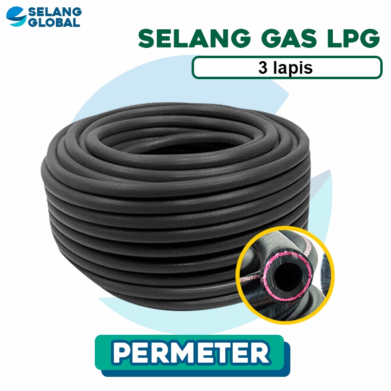 GLOBAL Selang Gas 3 Lapis Permeter Tebal Selang Gas Elpiji Anti Bocor Selang Gas SNI Anti Gigitan TI