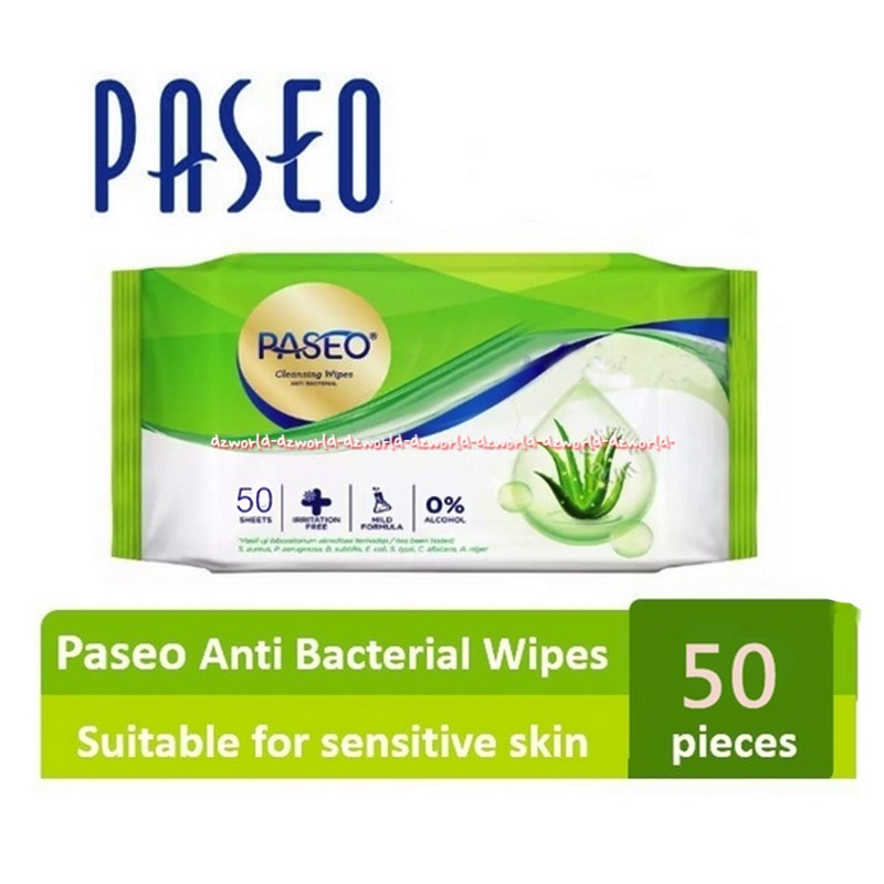 Paseo Cleansing Wipes Anti Bacterial 50Sheet Tissu Basah Anti Bakteri