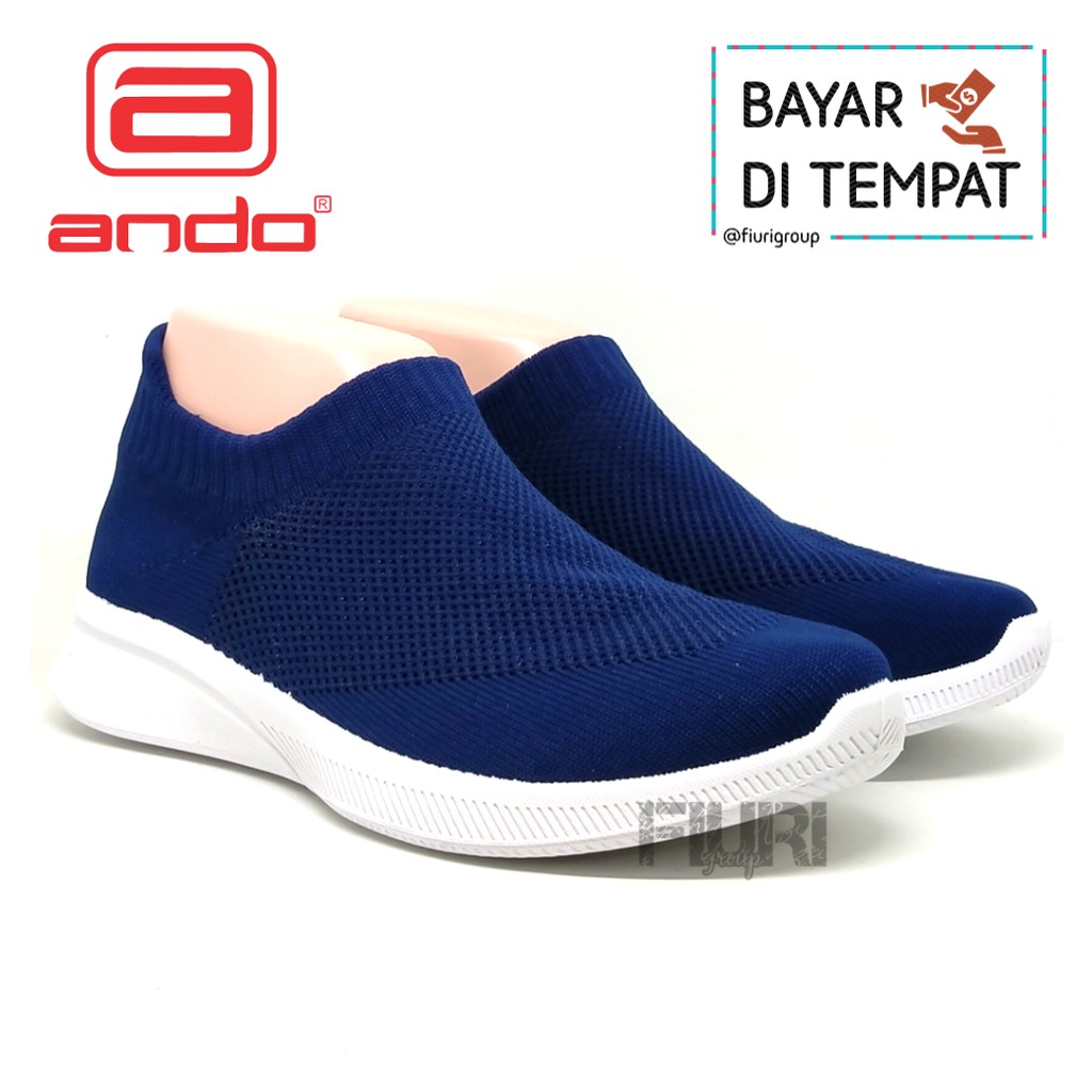 FIURI - Ando Original - FRANDA 37-40 Navy - Sepatu Sneakers Wanita - Sepatu Olahraga Wanita - Sepatu Knit Rajut Wanita - Sepatu Jogging Wanita - Sepatu Sport - Sepatu Slip On Wanita - Sepatu Wanita