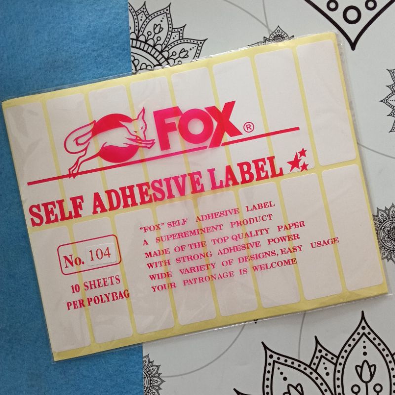 

Label Fox no. 104 (Isi 10 lembar)