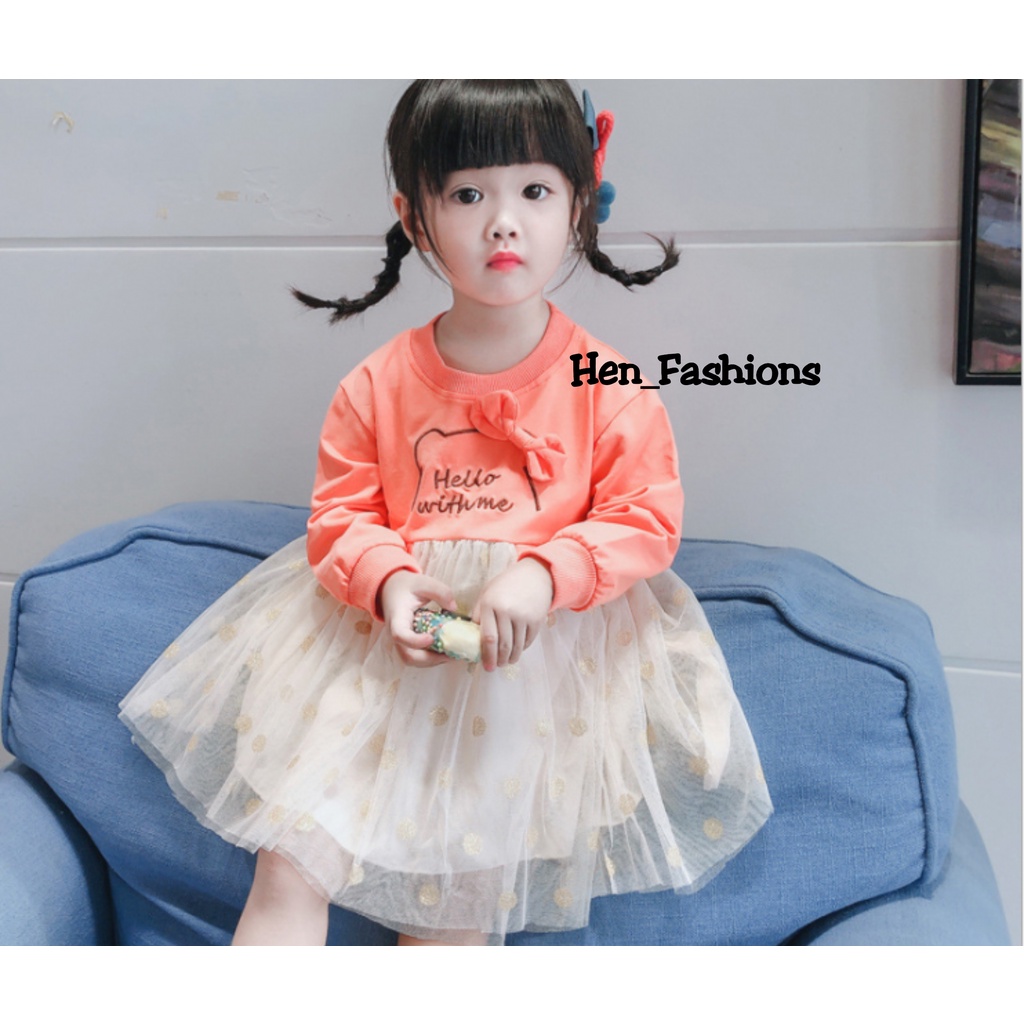 Rok Lengan Panjang Import. Dress Anak Perempuan Import. Rok Anak Gaya Korea. Baju Anak Perempuan