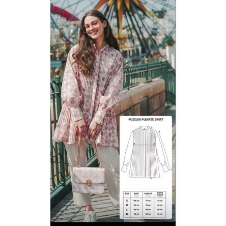 Puzzlea Pleated Shirt Pink S by Benang Jarum Buttonscarves