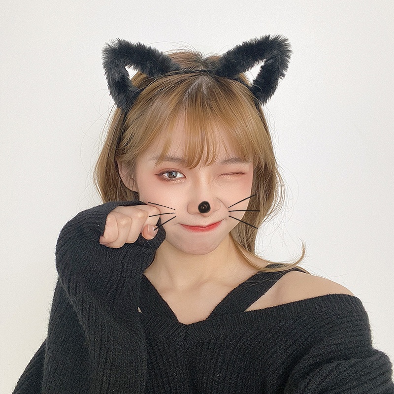 Bando Bulu Telinga Kucing Kitty Ear Fur Headband Cute Hair Band 8368