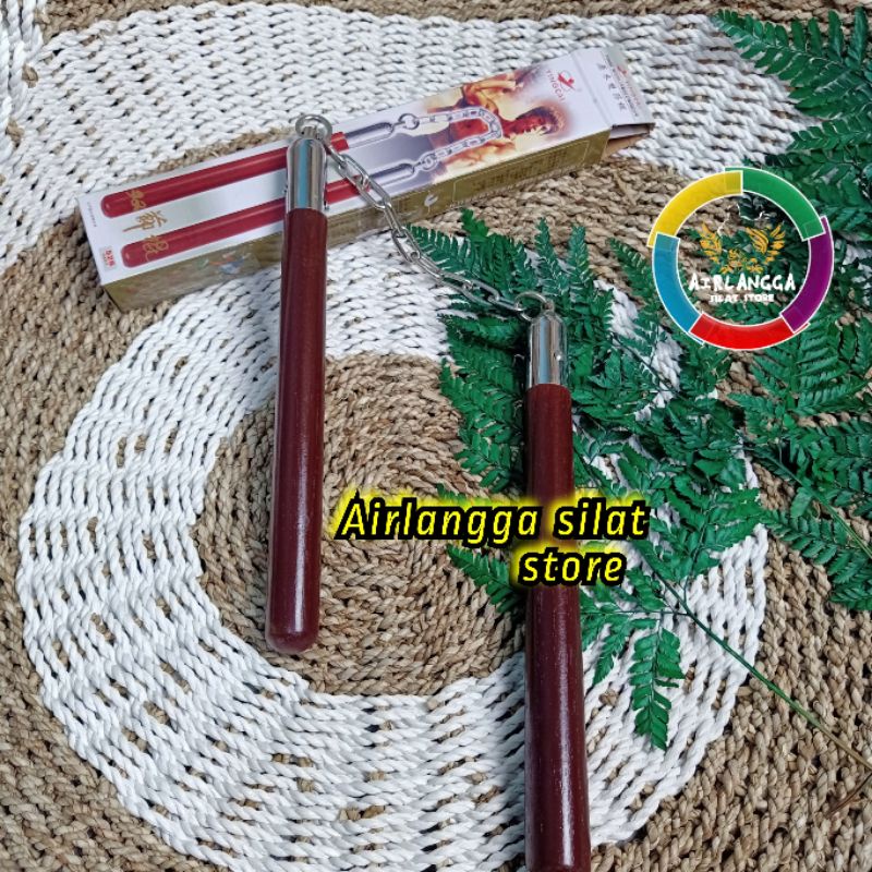 double stik kayu nunchaku kayu ruyung model kayu coklat dobel stik kayu Nunchaku kayu