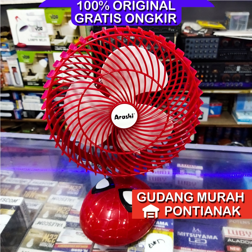 Kipas angin karakter Spiderman / Desk fan Spiderman merah Swing Bisa MENOLEH ARASHI