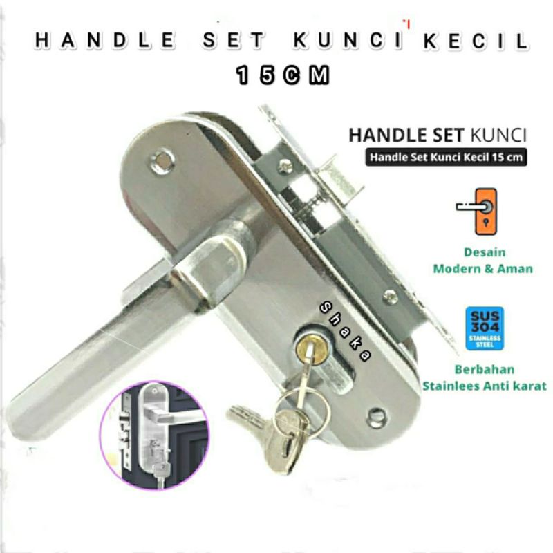 Gagang pintu rumah kecil 15cm kunci pintu rumah stainless slot kunci pintu pegangan pintu rumah