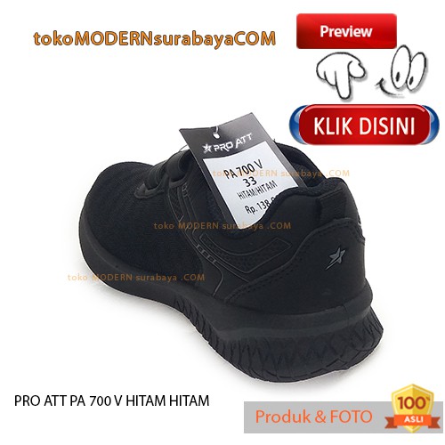 PRO ATT PA 700 V HITAM HITAM sepatu anak sneakers velcro