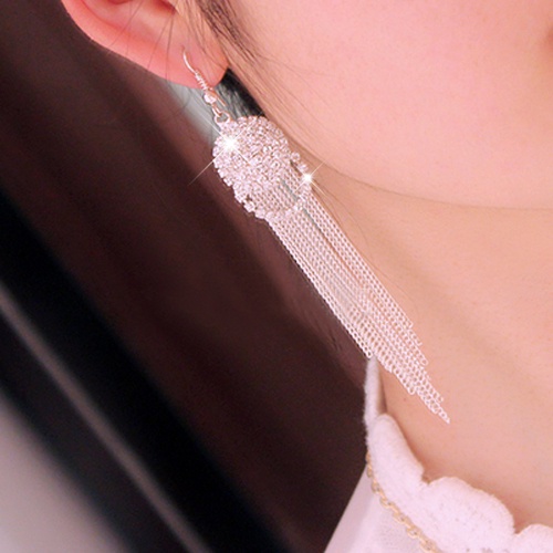 Hu Hu Hu Hu Hu Alat Bantu Pasang Kacamata♡ Anting Gantung Panjang Kait Aksen Berlian Imitasirumbai Untuk Wanitapesta Cocktail