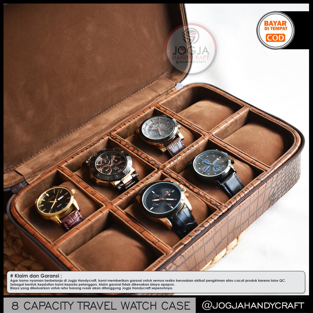 8 Slots PREMIUM Travel Watch Box Jumbo / Tempat Jam tangan / Kotak Jam Tangan / Watch Case