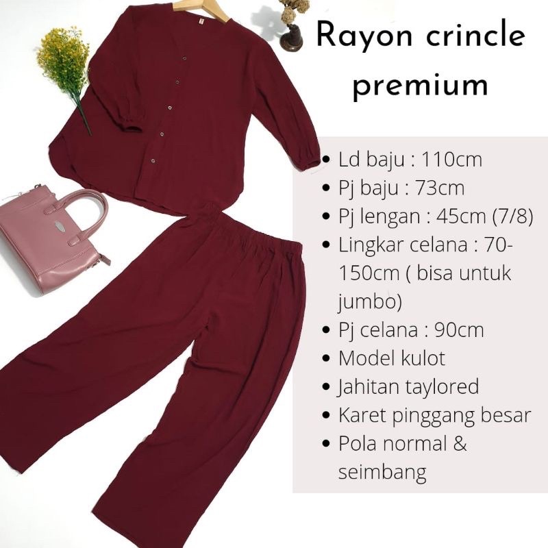 setelan cringkle premium setelan lengan panjang setelan wanita