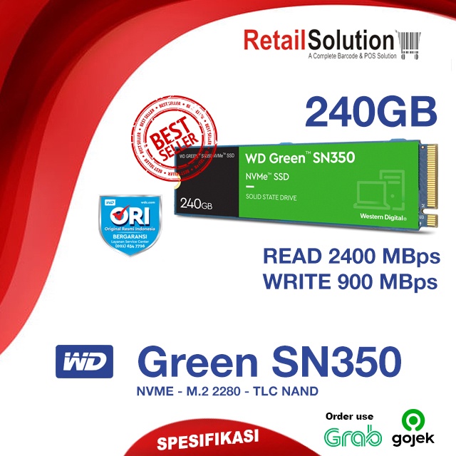 SSD M2 M.2 2280 NVME - WD Green SN350 / SN-350 240GB 240 GB Original