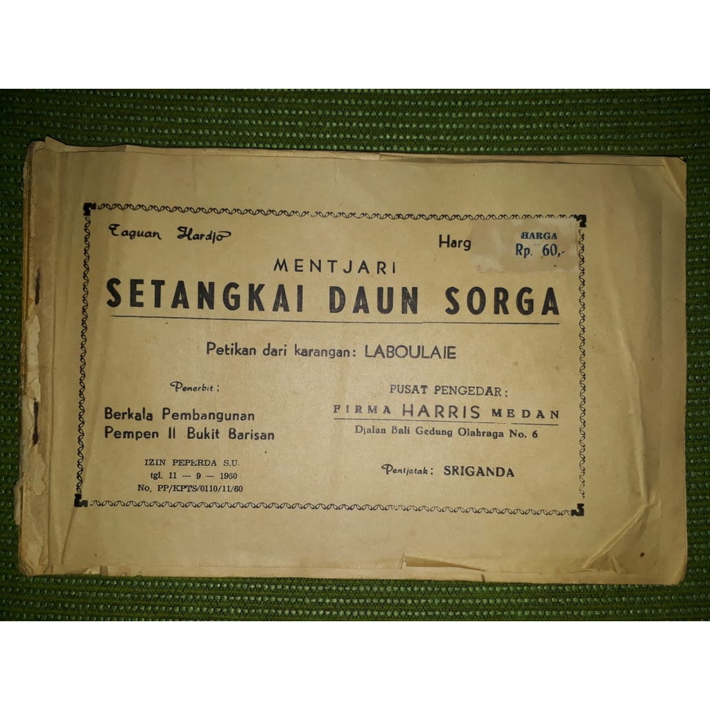 Komik Medan jadul asli tahun 1960 an "Mencari setangkai daun Surga" - Taguan Hardjo