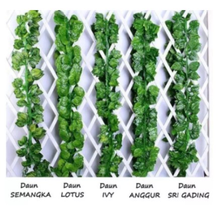 Daun Rambat Plastik/Daun Artificial Lebar Tanaman Hias Dekorasi Rumah Harga/String