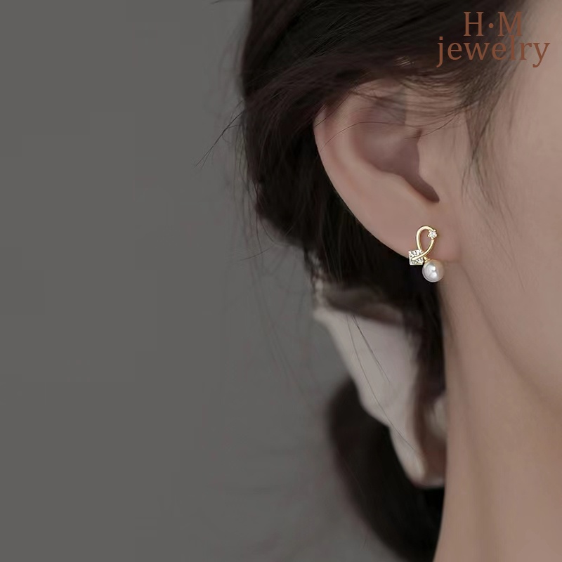 Anting Tusuk Berlian Imitasi Bentuk Kotak Hollow Untuk Wanita