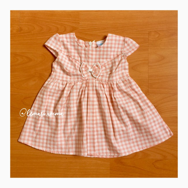 (NEW) Dress Bayi Pink Kotak-Kotak