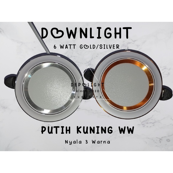 LAMPU DOWNLIGHT ALUMINIUM 6 WATT 3 WARNA / LAMPU PLAFON PANEL LED