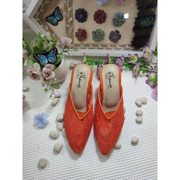 sepatu Johana orange tinggi 7cm tahu