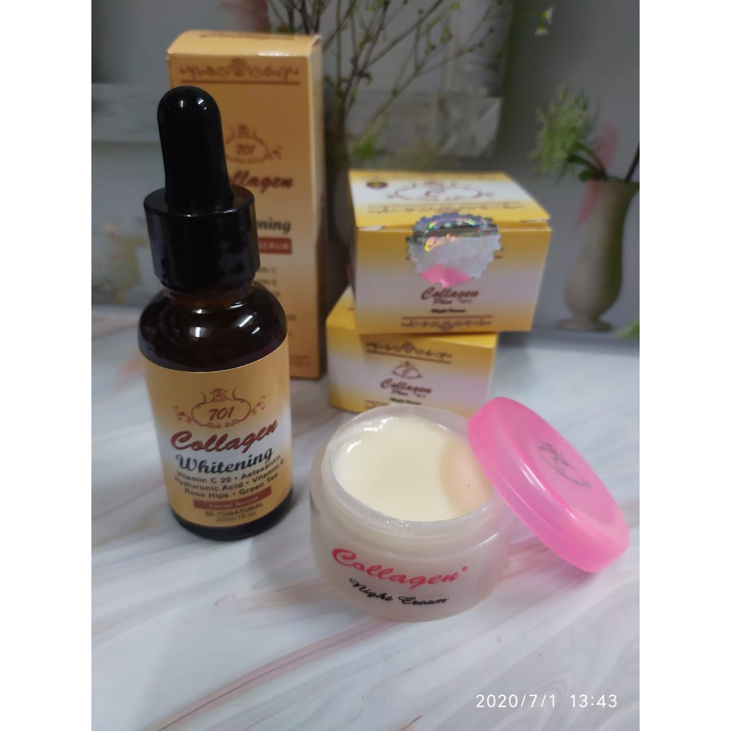 PAKET CREAM NIGHT CREAM DAN SERUM COLLAGEN  PLUS VIT-E