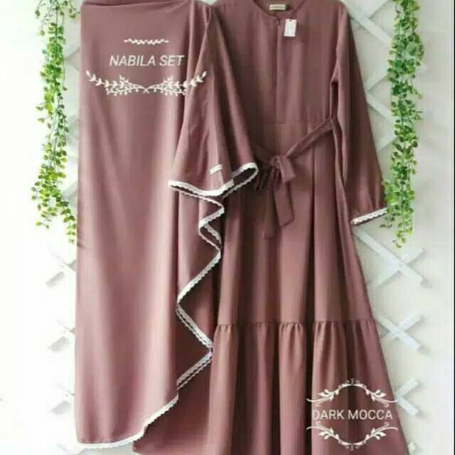 Gamis syar i set hijab Nabila set