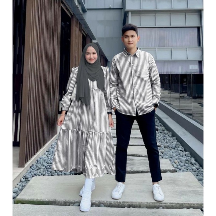 Baju Gamis wanita Remaja Batik Lebaran Terbaru 2022 Model Kekinian Couple Gamis Pasangan Suami Istri