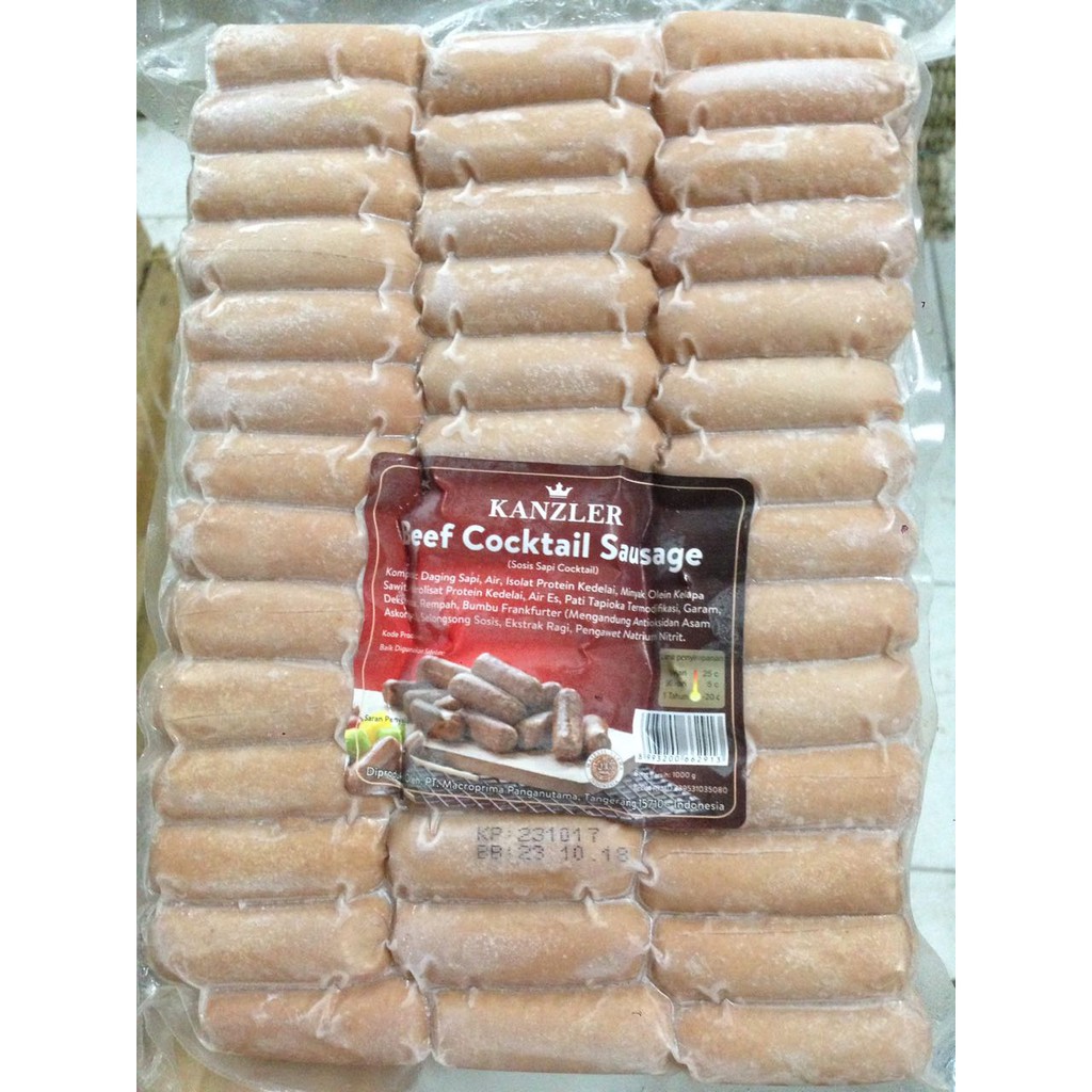 Kanzler Beef Cocktail Sausage 1 kg Sosis Sapi Kecil Mini Kiloan Cimory 1000 gr